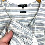 Miss Me Women’s Boho Linen Blend Lace Trim Embroidered Blue Top XL Photo 2