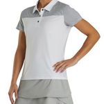 FootJoy Women's Lisle Dot Print Yoke Polo- White size small Photo 0