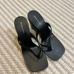 Mango Black Wedge Leather Sandals Photo 4