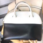 Kate Spade White Black Leather Dome Shaped Top Handle Crossbody Satchel Photo 2