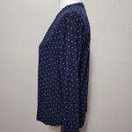 Gap  Factory Navy Mint Polka Dot Long Sleeve Vneck Blouse Size Medium Photo 3