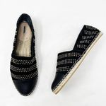 Loeffler Randall [] Black Gold Studded Mara Leather Cap Toe Espadrille Flats Sz 9 Photo 5