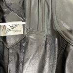 VTG 80s John Weitz Petite Black Leather Coat Goth Y2K Punk Size L Photo 9