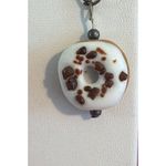 Silver Tone Glass Chocolate Sprinkled Donut Earrings Dangle 1.75" Playful 10.36g White Photo 1