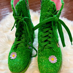 dELiA*s By Dolls Kill It's Always Greener Astro Turf Floral Combat Boot Size 8 Green Photo 0