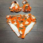 Women’s Medium Orange Floral Swimsuit Bikini Photo 0