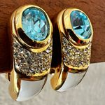 Vintage Christian Dior Blue Glass & White Enamel Clip Photo 1