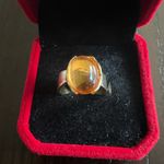 Chunky Gold Statement Ring for Women Gold Crystal Knuckle Ring Size 7 Orange Photo 1