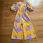 Anthropologie Hutch Yellow and Purple Orchid Printed Jumpsuit Photo 2