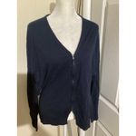 Field Flower Navy Blue Zip Front Cardigan Sweater Women's Sz S Cotton Wool Blend Black Photo 1