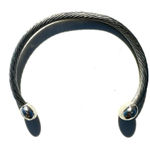 Textured sterling silver silver tone open cuff bracelet Photo 0