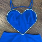 Nasty Gal NWT  Premium Diamante Heart Detail Tailored Dress in Blue Size 10 Photo 3