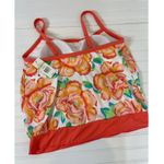 kim rogers NWT Orange Floral Padded Swim Top - Cazini Blue Swim Skirt Size 18W Photo 2