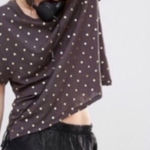 Sundry Anthropologie‎  Small Grey Gold Polka Dot Foil Dot Crewneck T-shirt Photo 0
