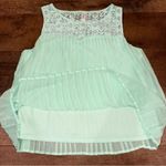 Xhilaration  Mint Green Lace and Pleated Sleeveless Top Photo 2