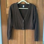 Divided H&M Size Medium Women's Teen Girl Brown Cropped Cardigan Sweater Photo 0