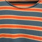 Roolee  Maternity Blue Orange White Striped Babydoll Dress Sz XL Photo 3