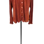 Anthropologie  Dolan Lettuce-Hem Buttondown Top Pleated Flare Sleeve Rust Large Photo 5