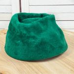 Vintage Faux Fur Pillbox Hat Emerald Green Retro MCM 60s Church Photo 4