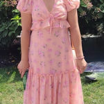 Love Shack Fancy  Pink Floral Midi Dress Photo 0