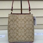 Coach KhakiPink Signature Town Small Bucket Bag Photo 5