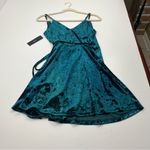 Lulus Cabaret Forest Green Velvet Wrap Mini Dress Womens Size Small Event NEW Photo 9