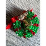 Handmade Beaded Pin Ugly Christmas Wreath With Bow and‎ bell  Hand Crafted 1.5" Photo 3
