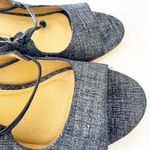Talbots  Hillary Denim Chambray Ankle Lace Up Peep Toe Pumps Women's Size 6.5 EUC Photo 5