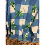 Talbots Blue White Checkered Palm Tree Embroidered Button Front Cardigan Size 2X Photo 4