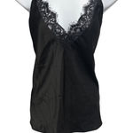 Just Fab Black Lace Trim V Neck Cami Tank Top Womens XL Polyester Photo 0