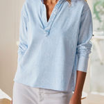 Frank & Eileen  $168 Patrick Popover Henley Top Shirt Pullover Mineral Blue RARE Photo 0