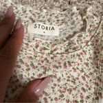 Storia  Scalloped High Neck Dainty Long Sleeve Floral Tee- Size Medium Photo 4