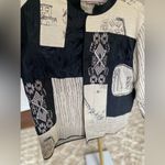 Chico's Chico’s Patchwork Linen Silk Embroidered Tribal Jacket Scandi Safari Magnetic Photo 8