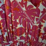 Lilly Pulitzer  Floral Gecko Print Pink V-Neck Midi Dress Size XL Tropical Beach Photo 2