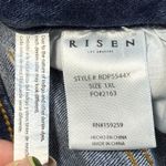 Risen High Rise Front Slit Frayed Hem Flare Jeans Size 1XL Bohemian Hippie Retro Blue Photo 5