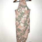 Emily Wonder green pink asymmetrical halter sheath maxi dress size small NWT Photo 1