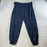 Bryn Walker M Medium Pants Linen Navy Cargo Jogger Lagenlook Baggy Wide Leg Boho Photo 12