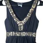 Sue Wong Black Beaded A-line Tiered Cocktail Dress Gold Belt India VTG Y2K Sz 4P Photo 1
