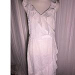 White House | Black Market COPY Eyelet Ruffle Wrap Dress in White Size 12 Photo 4