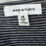 Max Studio  Cotton Black White Stripe Scoop Balloon Long Sleeve Blouse Top Medium Photo 4