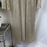 CARAMELA  Tan & Gold Metal Embellished Open Front Sheer Duster Sweater L Photo 2