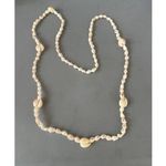 Vintage Shell Necklace Cowrie Conch Seashells No Clasp Beach Vacation Estate 34" White Photo 0