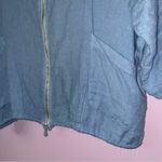 Cherishh Size L Blue Linen Jacket Hooded Zipper Lagenlook Beach Cardigan Photo 2