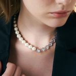 EEKE Pearl Large Round Diamond Necklace in Gold Plate and CZ White Photo 2