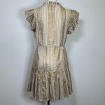 Oliphant Design 100% Cotton Gold Stripe Flutter Sleeve Dress Women’s Size Small Photo 5