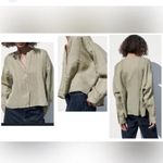 ZARA  Ramie Blouse Top XS UK 6 8 Sage Green Button Front Boho Peasant Minimalist Photo 2