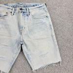 American Eagle Womens Denim Shorts 31" Blue Acid Wash Distressed Bermuda Photo 4