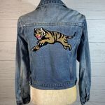 Forever 21 short denim jacket back tiger embroidery womens size M Photo 1