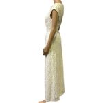 Tahari  Arthur S Levine Cream Lace and Sequin Zip Back Maxi Dress Gown Womens 8 Photo 5