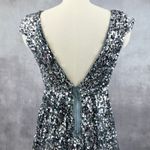 Y2K Sequin Skater Dress Size Medium Party Disco Glam Evening Nightout Showgirl Silver Photo 4